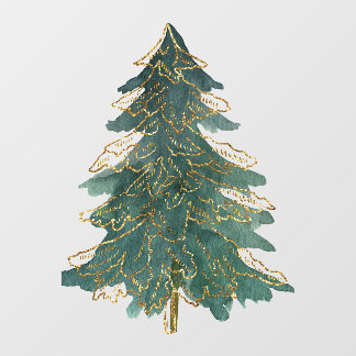 Elegant Green Golden Kerstboom Raamsticker