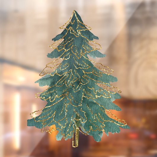 Elegant Green Golden Kerstboom Raamsticker (Vel 2)