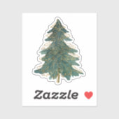 Elegant Green Golden Kerstboom Sticker (Vel)