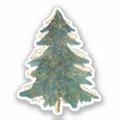 Elegant Green Golden Kerstboom Sticker (Voorkant)