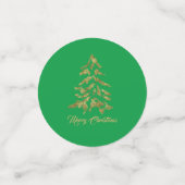 Elegant Green Golden Tree Merry kerst Confetti (Kleine voorkant)