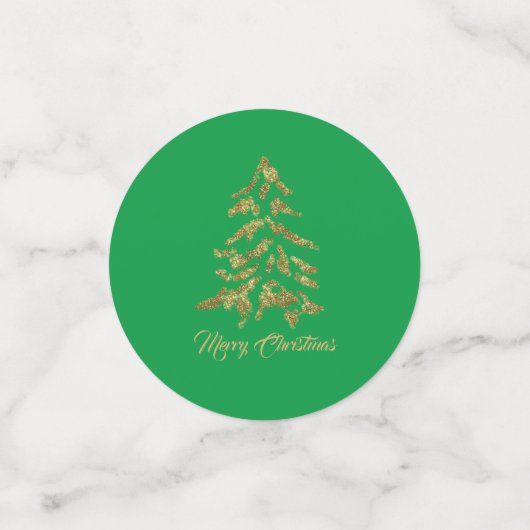 Elegant Green Golden Tree Merry kerst Confetti (Kleine voorkant)