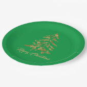 Elegant Green Golden Tree Merry kerst Papieren Bordje (Gekanteld)
