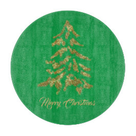 Elegant Green Golden Tree Merry kerst Snijplank