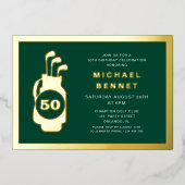 Elegant Green Golf 50th Birthday Gold Folie Uitnodiging (Voorkant)