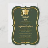Elegant Green | Goud Pet Graduation Party Kaart (Voorkant)