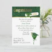 Elegant Green Graduation Party Invitation Kaart (Staand voorkant)