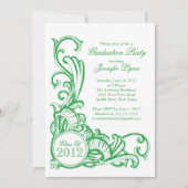 Elegant  Green Graduparty Invitation Kaart (Voorkant)