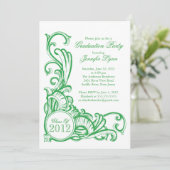 Elegant Green Graduparty Invitation Kaart (Staand voorkant)