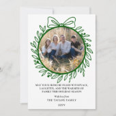 Elegant Green Hand Drawn Bow Wreath Christmas Feestdagenkaart (Voorkant)