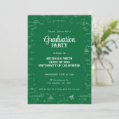 Elegant Green Hand-Lettering Math Graduation Party Kaart (Staand voorkant)