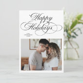 Elegant Green Happy Holidays Photo Christmas  Feestdagenkaart (Staand voorkant)