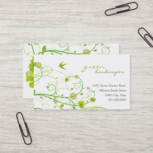 Elegant Green Hibiscus Floral Swirls Swallows Visitekaartje