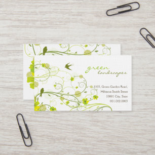 Elegant Green Hibiscus Floral Swirls Swallows Visitekaartje