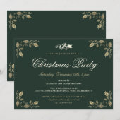 Elegant Green Holly Bells kerstfeestdag Kaart (Voorkant / Achterkant)