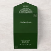 Elegant Green Indian Wedding (geen Env nodig) All In One Uitnodiging (Buitenkant)