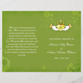 Elegant Green Irish Bi Fold Wedding Programs
