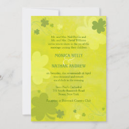 Elegant Green Irish Shamrocks Wedding Kaart