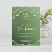 Elegant Green Islamic Geometric Pattern Iftar Kaart (Staand voorkant)