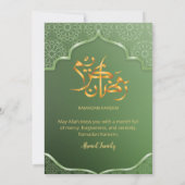 Elegant Green Islamic Geometric Pattern Iftar Kaart (Achterkant)