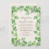 Elegant Green Ivy Leaves Cream Wedding Kaart (Voorkant / Achterkant)