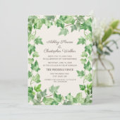 Elegant Green Ivy Leaves Cream Wedding Kaart (Staand voorkant)