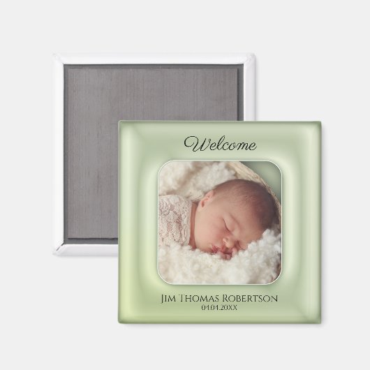 Elegant Green Keepomwille Baby Custom Photo Magnet (Voorkant / Achterkant)