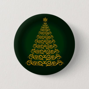 Elegant Green kerstboom Button