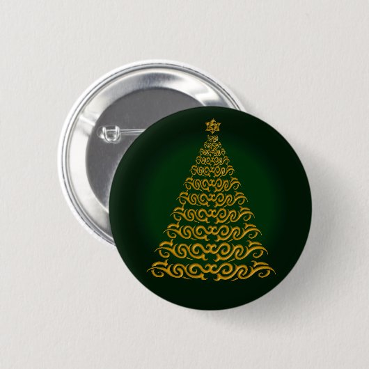 Elegant Green kerstboom Button (Voorkant /achterkant)