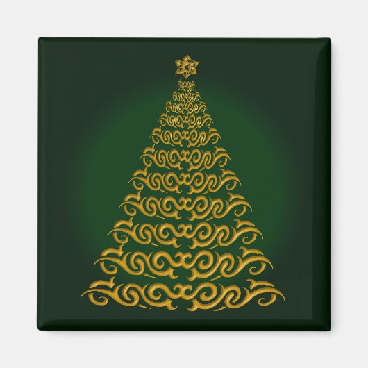Elegant Green Kerstboom Magnet (Voorkant)