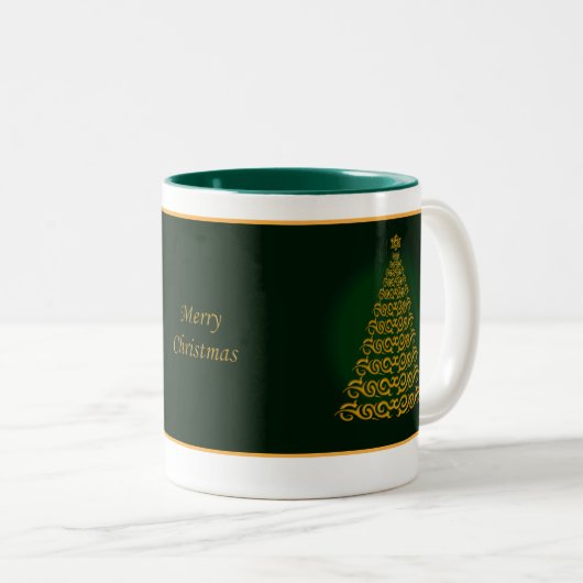 Elegant Green kerstboom-Mok Tweekleurige Koffiemok (Voorkant rechts)