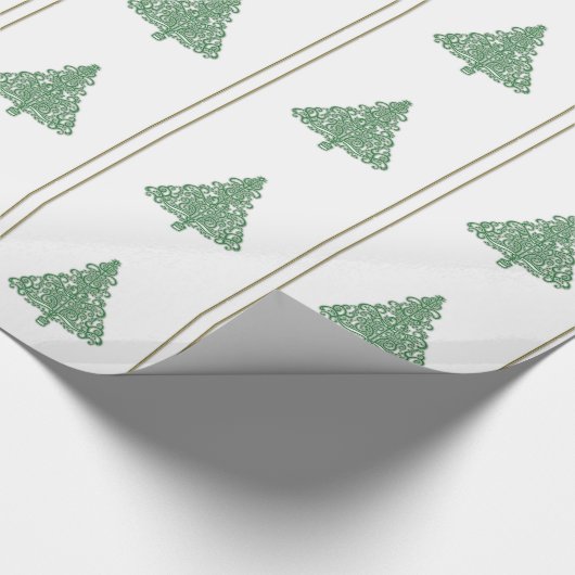 Elegant Green Kerstboom op witte cadeauverpakking Cadeaupapier (Hoek)