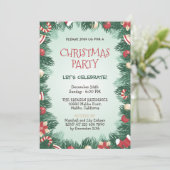 Elegant Green Kerstfeestdag | Uitnodiging (Staand voorkant)