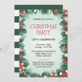 Elegant Green Kerstfeestdag | Uitnodiging