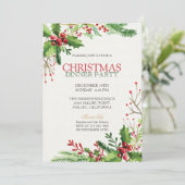 Elegant Green Kerstfeestdag | Uitnodiging (Staand voorkant)