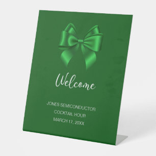 Elegant Green Kerstmis Reclamebord Met Voetstuk
