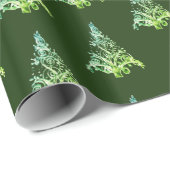 Elegant Green Kerstmis Tree Patroon Voeg naam toe Cadeaupapier (Rol Hoek)
