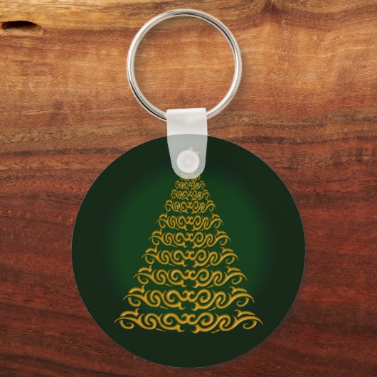 Elegant Green Kerstmis Tree-Sleutelhanger Sleutelhanger (Voorkant)
