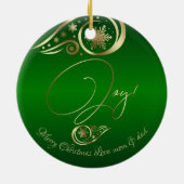 Elegant Green Kerstmis Unicorn Gold Accent Joy Keramisch Ornament (Achterkant)