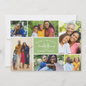 Elegant Green Kerstmonogram Foto Collage Feestdagenkaart (Voorkant)