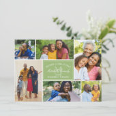 Elegant Green Kerstmonogram Foto Collage Feestdagenkaart (Staand voorkant)
