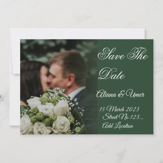 Elegant Green kiss Save the Date (Voorkant)