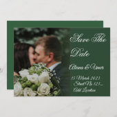 Elegant Green kiss Save the Date (Voorkant / Achterkant)