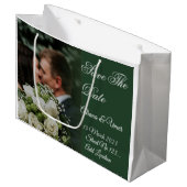 Elegant Green kiss Save the Date Groot Cadeauzakje (Voorkant Gekanteld)