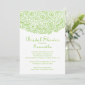 Elegant Green Lace Bridal Shower Invitation Kaart (Staand voorkant)