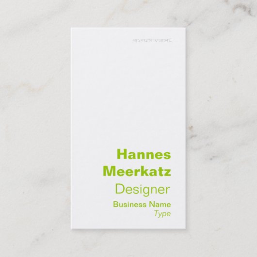 Elegant Green Latitude en Visitekaartje in lengte (Voorkant)