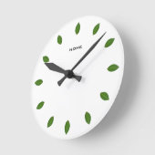 Elegant Green Laurel Leaves on White Ronde Klok (Hoek)