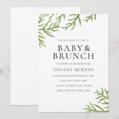 Elegant Green Leaf Baby & Brunch Baby shower Kaart (Voorkant / Achterkant)