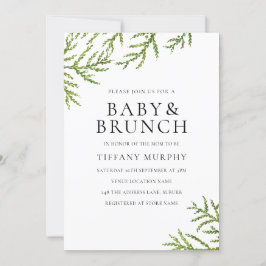 Elegant Green Leaf Baby & Brunch Baby shower Kaart