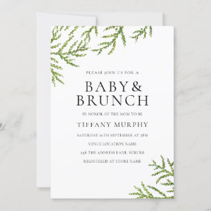 Elegant Green Leaf Baby & Brunch Baby shower Kaart
